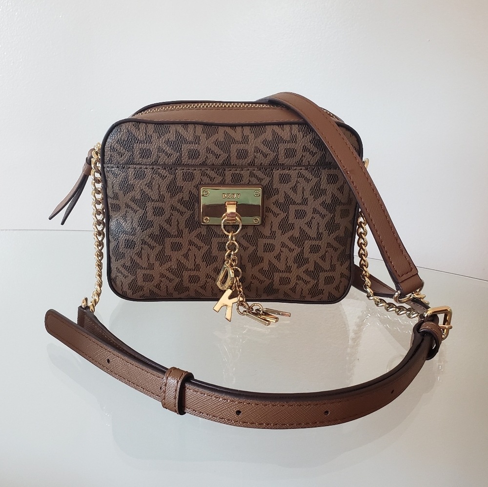 DKNY Crossbody Bag in brown with chain detail